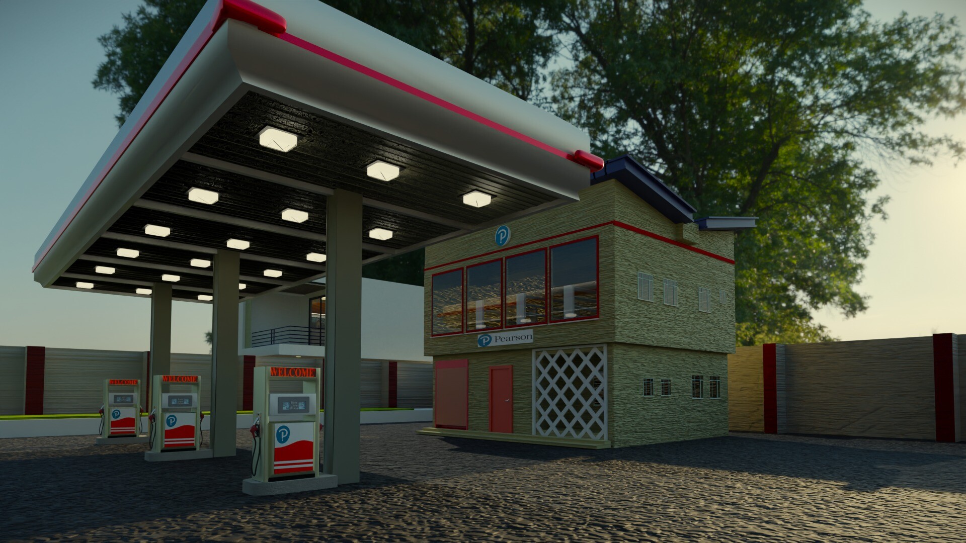 Petrol Pump game assets wireframe
